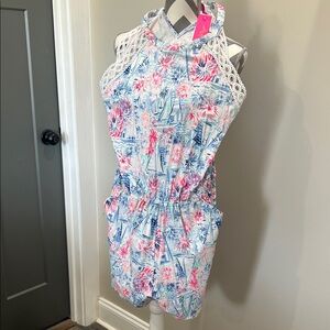LILLY PULITZER Beautiful halter style Romper,with Lace Detail.